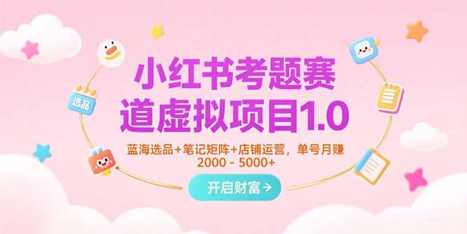 小紅書考題賽道虛擬項目1.0，藍海選品+筆記矩陣+店鋪運營